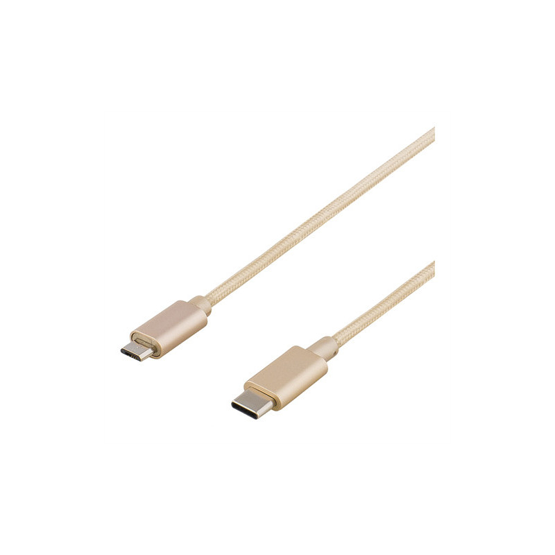 Deltaco USBC-1250 USB-kaapeli 1 m USB 2.0 Micro-USB B Kulta