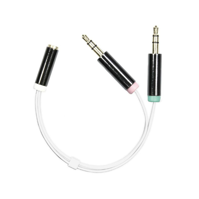 Deltaco AUD-208 audiokaapeli 0,1 m 3.5mm 2 x 3.5mm Valkoinen