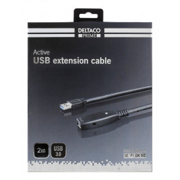 Deltaco USB3-1000 USB-kaapeli 2 m USB 3.2 Gen 1 (3.1 Gen 1) USB A Musta