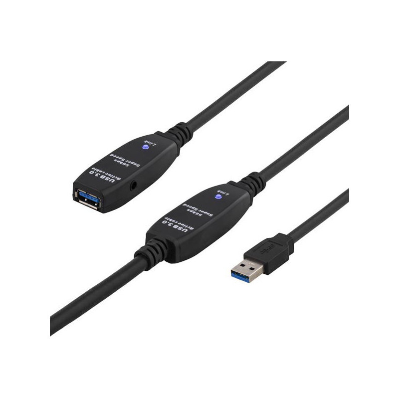 Deltaco USB3-1006 USB-kaapeli 10 m USB 3.2 Gen 1 (3.1 Gen 1) Mini-USB B USB A Musta