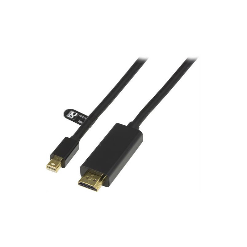 Deltaco DP-HDMI104 DisplayPort-kaapeli 1 m Mini DisplayPort HDMI Musta