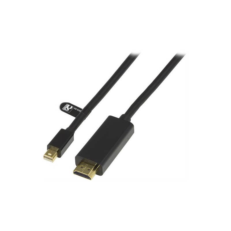 Deltaco DP-HDMI204 videokaapeli-adapteri 2 m Mini DisplayPort HDMI-tyyppi A (vakio) Musta