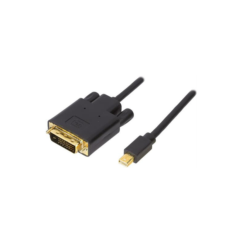 Deltaco DP-DVI202-K videokaapeli-adapteri 2 m Mini DisplayPort DVI-I D Musta