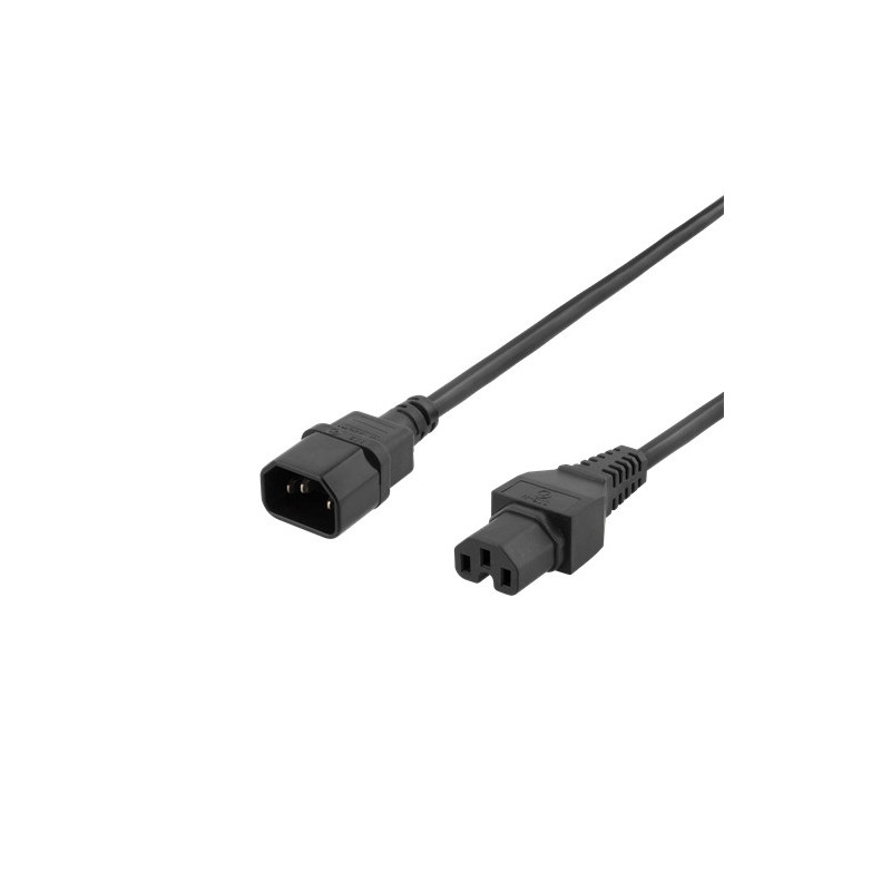 Deltaco DEL-116C virtajohto Musta 3 m C15 liitin C14 liitin