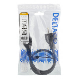 Deltaco DEL-117-50 virtajohto Musta 0,5 m C15 liitin CEE7 7