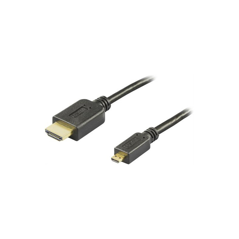Deltaco HDMI-1053 HDMI-kaapeli 5 m HDMI-tyyppi D (mikro) HDMI-tyyppi A (vakio) Musta