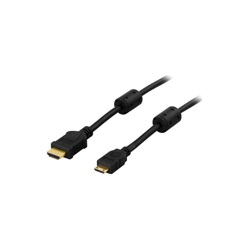 Deltaco HDMI-1026 HDMI-kaapeli 2 m HDMI-tyyppi A (vakio) HDMI Type C (Mini) Musta