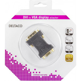Deltaco DVI-4-K cable gender changer DVI-A VGA(HD15) Musta