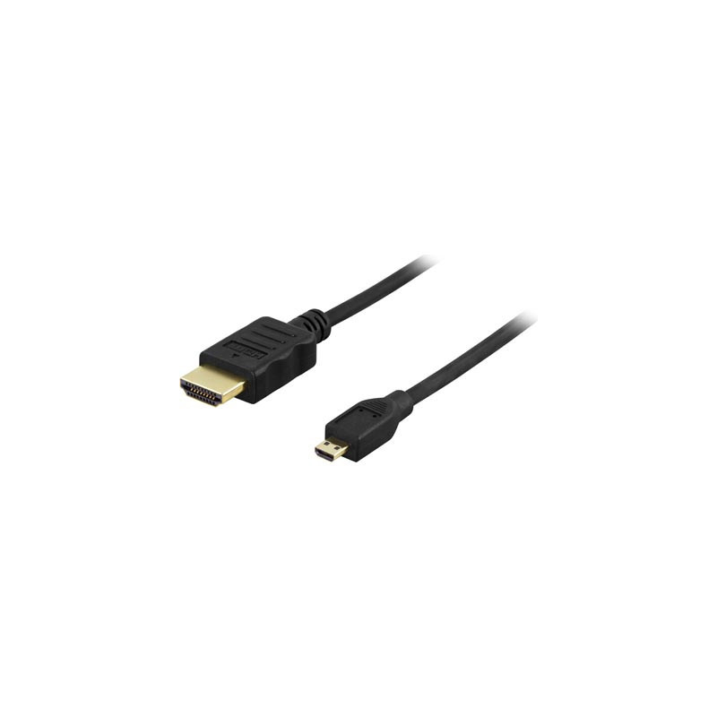 Deltaco HDMI-1013 HDMI-kaapeli 1 m HDMI-tyyppi D (mikro) HDMI-tyyppi A (vakio) Musta