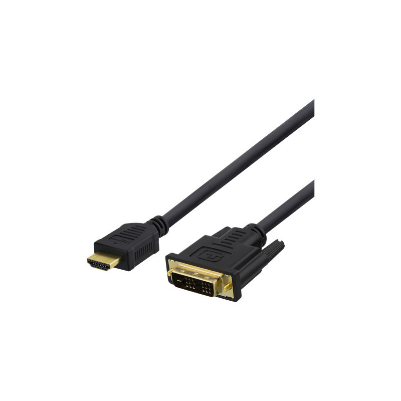 Deltaco HDMI-113D videokaapeli-adapteri 3 m HDMI-tyyppi A (vakio) DVI Musta