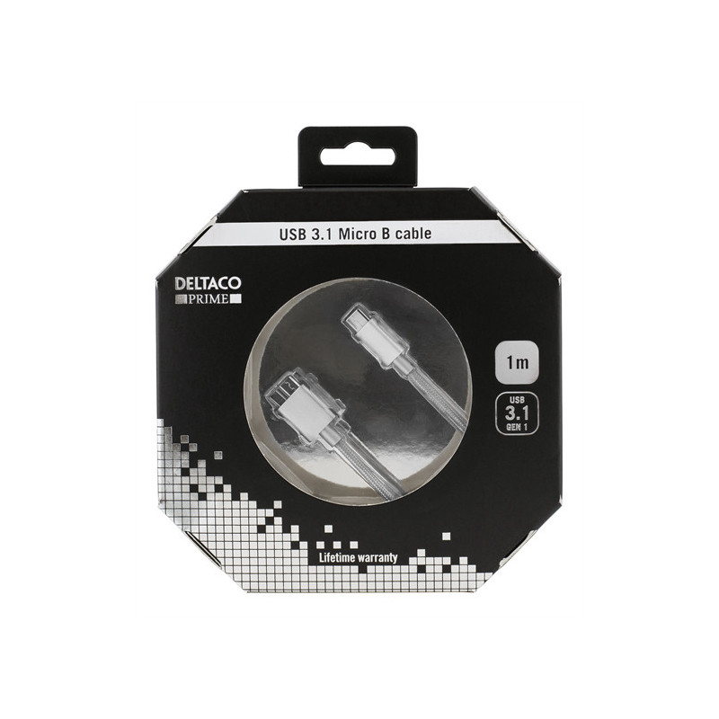 Deltaco USBC-1263 USB-kaapeli 1 m USB 3.2 Gen 1 (3.1 Gen 1) Micro-USB B Hopea