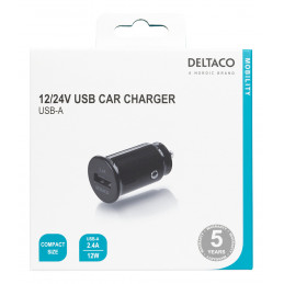 Deltaco USB-CAR123 mobiililaitteen laturi Musta Auto