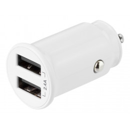 Deltaco USB-CAR125 mobiililaitteen laturi Valkoinen Auto