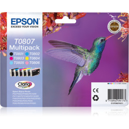 Epson Hummingbird Monipakkaus, 6 väriä T0807 Claria Photographic -muste