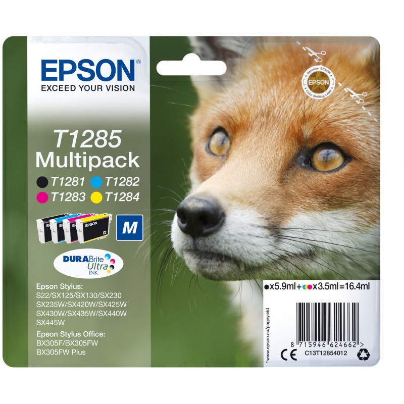Epson Fox Monipakkaus, 4 väriä T1285 DURABrite Ultra -muste