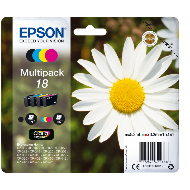 Epson Daisy Monipakkaus, 4 väriä 18 Claria Home -muste