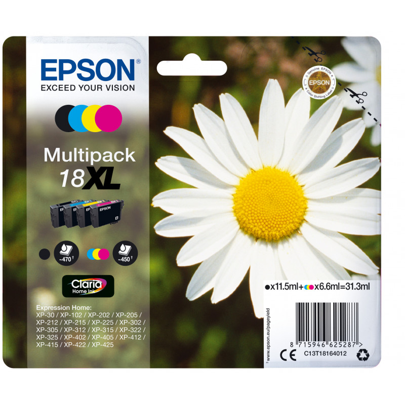 Epson Daisy Monipakkaus, 4 väriä 18XL Claria Home -muste
