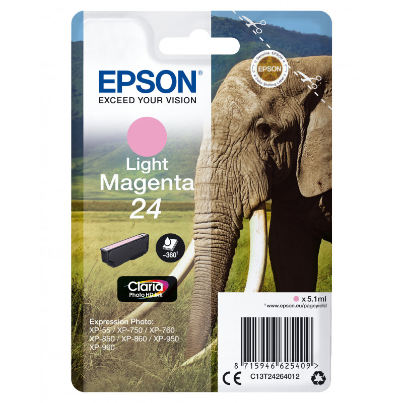 Epson Elephant Yksittäispakkaus, vaalea magenta 24 Claria Photo HD -muste