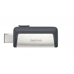 SanDisk Ultra Dual Drive USB Type-C USB-muisti 64 GB USB Type-A   USB Type-C 3.2 Gen 1 (3.1 Gen 1) Musta, Hopea