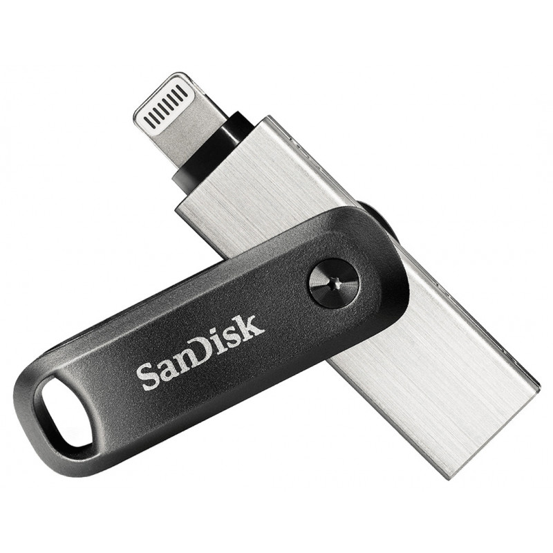SanDisk iXpand USB-muisti 64 GB USB Type-A   Lightning 3.2 Gen 2 (3.1 Gen 2) Musta, Hopea