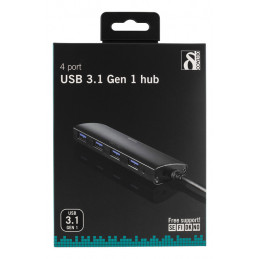 Deltaco UH-481 keskitin USB 3.2 Gen 2 (3.1 Gen 2) Type-A 1500 Mbit s Musta