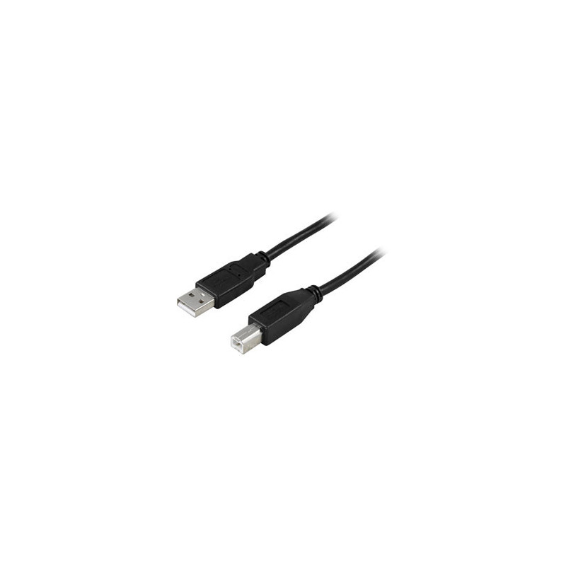Deltaco USB 2.0 Cable A B, 3m USB-kaapeli USB A USB B Musta