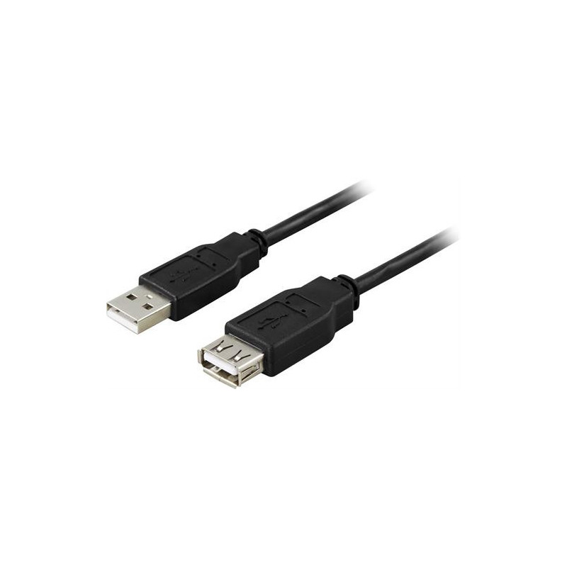 Deltaco USB2-15S USB-kaapeli 1 m USB 2.0 USB A Musta