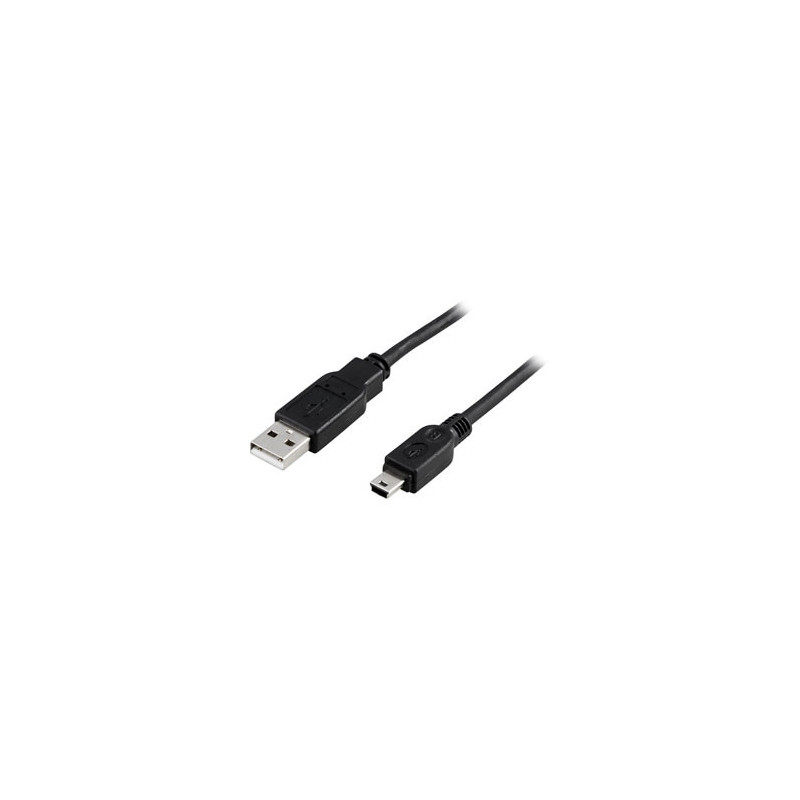 Deltaco USB 2.0 Cable A mini B, 3m USB-kaapeli USB A Mini-USB B Musta