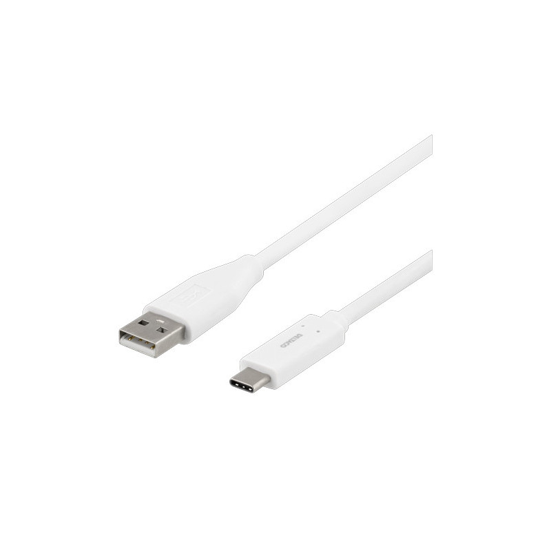 Deltaco USBC-1009M USB-kaapeli 1 m USB 2.0 USB A Valkoinen