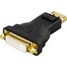 Deltaco DP-DVI-K cable gender changer DisplayPort DVI-D Musta