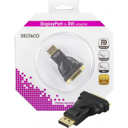 Deltaco DP-DVI-K cable gender changer DisplayPort DVI-D Musta