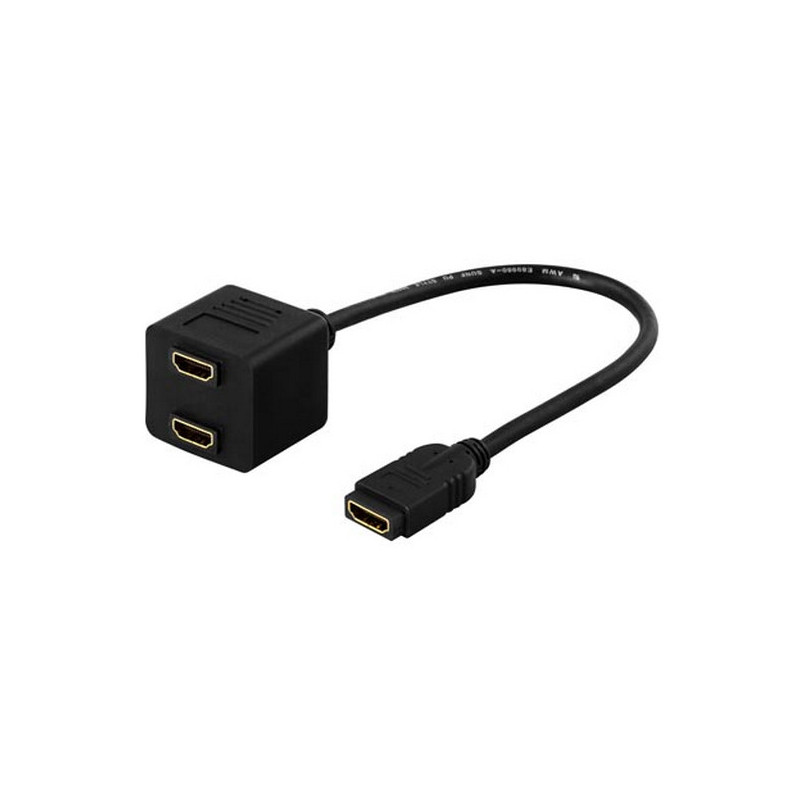 Deltaco HDMI-13 videokaapeli-adapteri 0,1 m 19-pin HDMI 2 x HDMI Musta