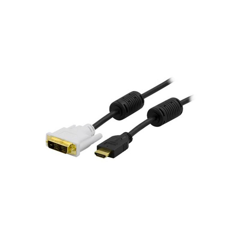 Deltaco HDMI-113 videokaapeli-adapteri 3 m DVI-D Musta, Valkoinen