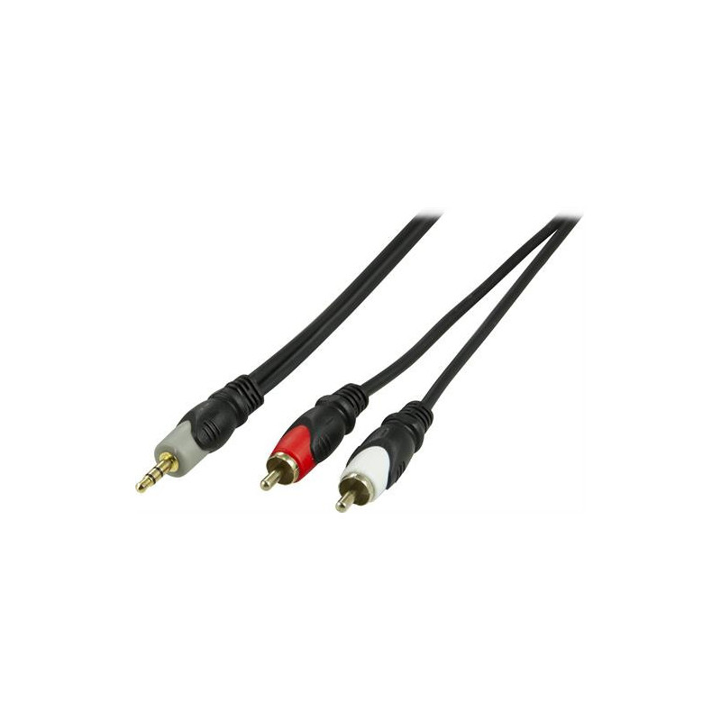 Deltaco MM-140-K audiokaapeli 2 m 2 x RCA 3.5mm Musta