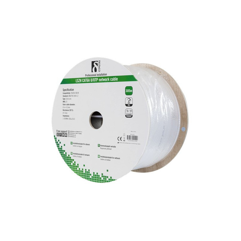 Deltaco TP-57C verkkokaapeli Valkoinen 305 m Cat6a U UTP (UTP)