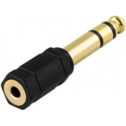 Deltaco AD-1 cable gender changer 6.3mm 3.5mm Musta