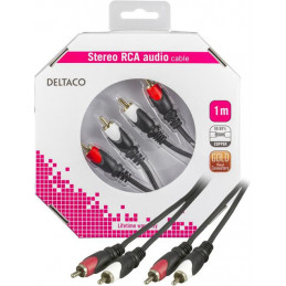 Deltaco MM-109-K audiokaapeli 1 m 2 x RCA Musta