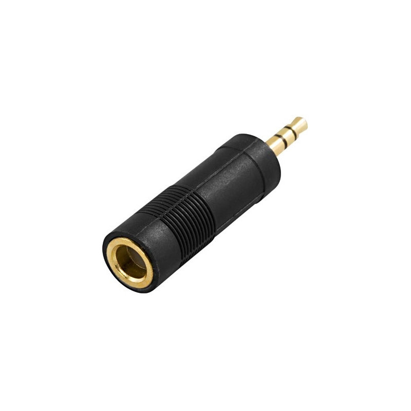 Deltaco AD-2 cable gender changer 3.5mm 6.3mm Musta