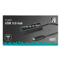 Deltaco UH-475 keskitin USB 3.2 Gen 1 (3.1 Gen 1) Type-A 5000 Mbit s Musta