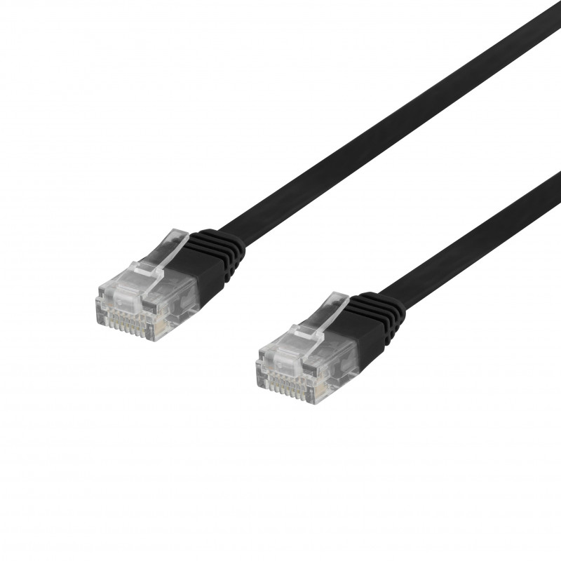 Deltaco TP-603S-FL verkkokaapeli Musta 0,3 m Cat6 U UTP (UTP)