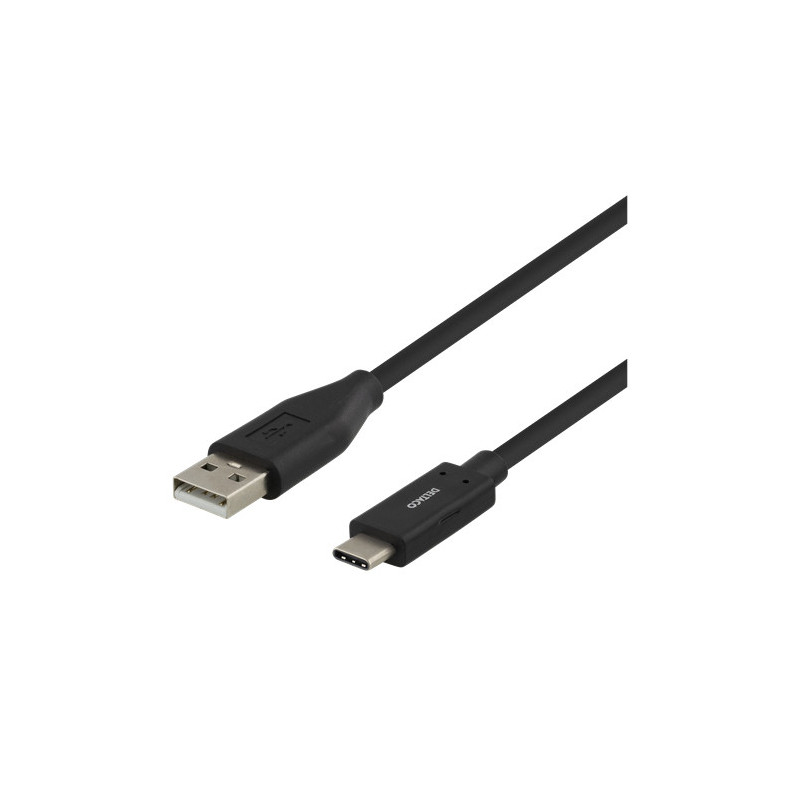 Deltaco USBC-1003M USB-kaapeli 0,5 m USB 2.0 USB A Musta