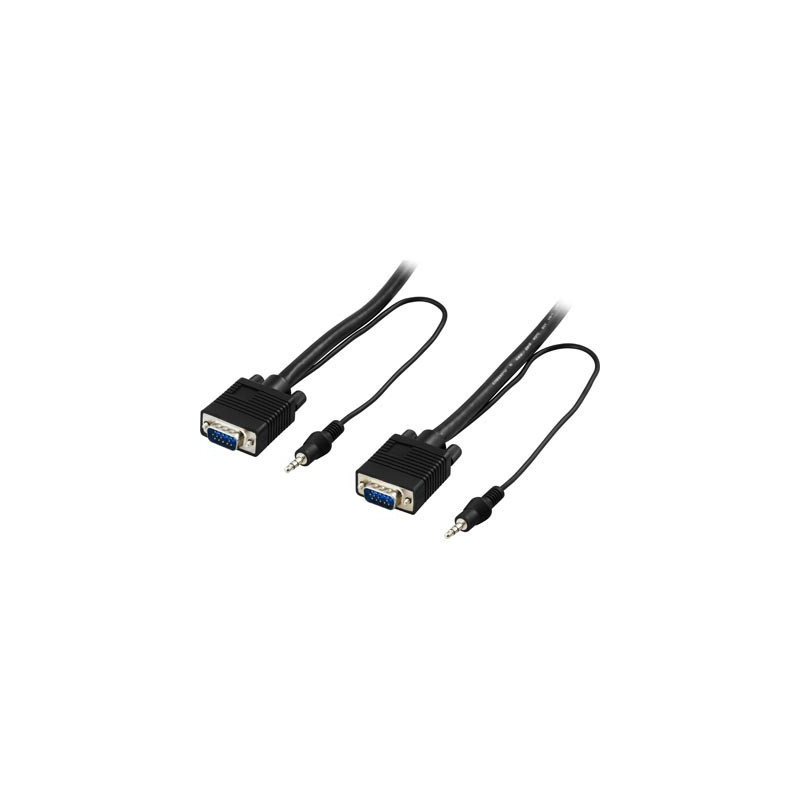 Deltaco RGB HD15 20 m VGA (D-Sub) + 3.5mm Musta