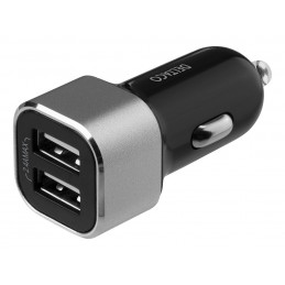 Deltaco USB-CAR126 mobiililaitteen laturi Musta, Hopea Auto