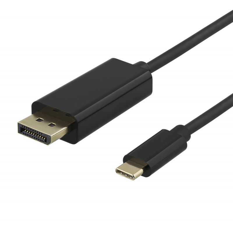 Deltaco USBC-DP100 videokaapeli-adapteri 1 m USB Type-C DisplayPort Musta