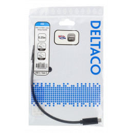 Deltaco USBC-1120 USB-kaapeli 0,25 m USB 3.2 Gen 2 (3.1 Gen 2) Musta