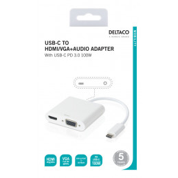 Deltaco USBC-HDMI16 keskitin USB 3.2 Gen 1 (3.1 Gen 1) Type-C 5000 Mbit s Valkoinen
