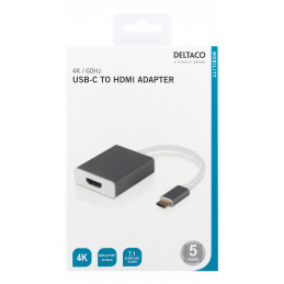 Deltaco USBC-HDMI9 videokaapeli-adapteri 0,2 m USB Type-C HDMI Harmaa