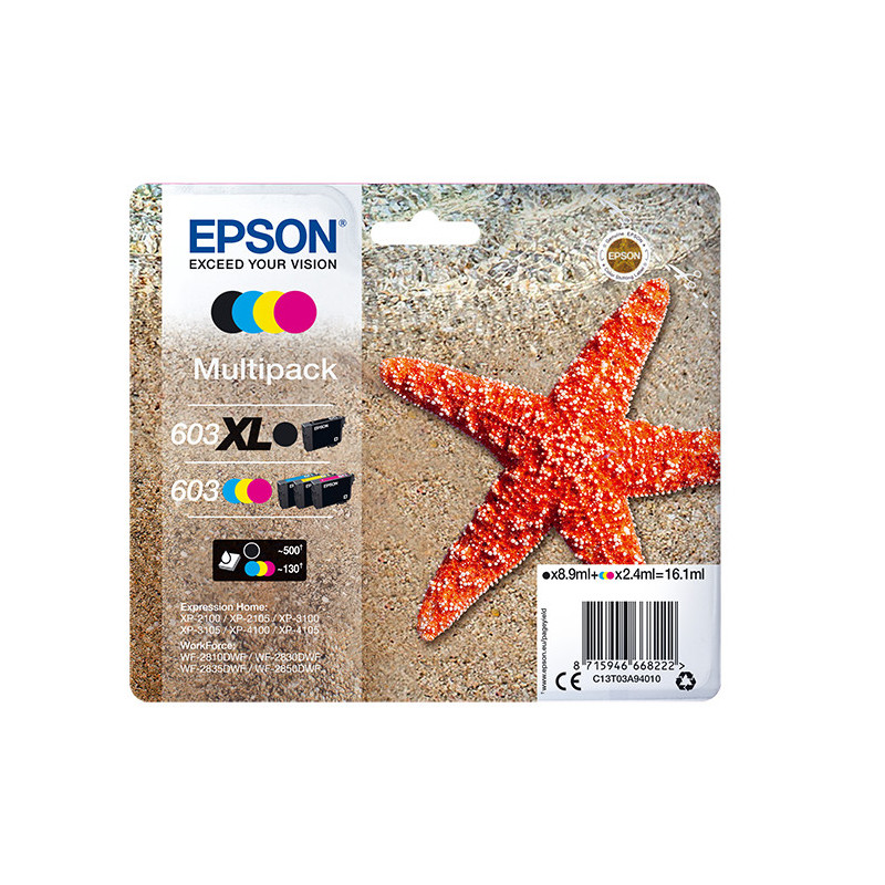 Epson 603 XL 1 kpl Alkuperäinen Korkea (XL) värintuotto Musta, Syaani, Magenta, Keltainen