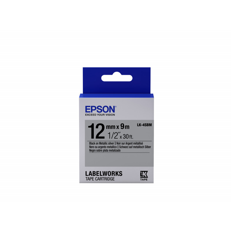 Epson tarrakasetti metalli - LK-4SBM metalli musta hop. 12 9