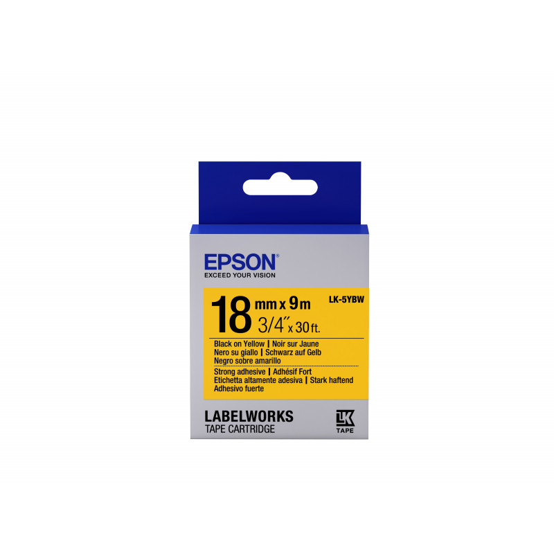 Epson tarrakasetti vahva liima - LK-5YBW vahva liima musta kelt. 18 9